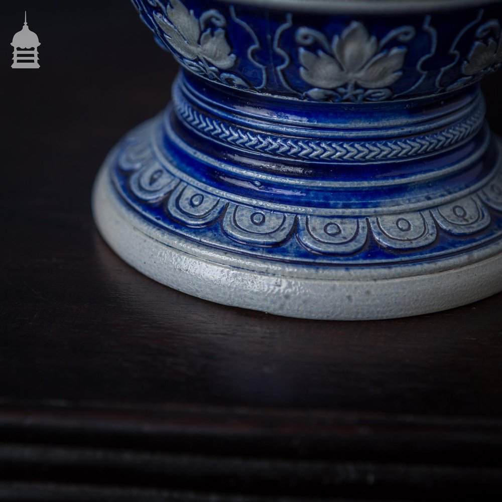 Westerwald Blue and White Vase with Phoenix Handles