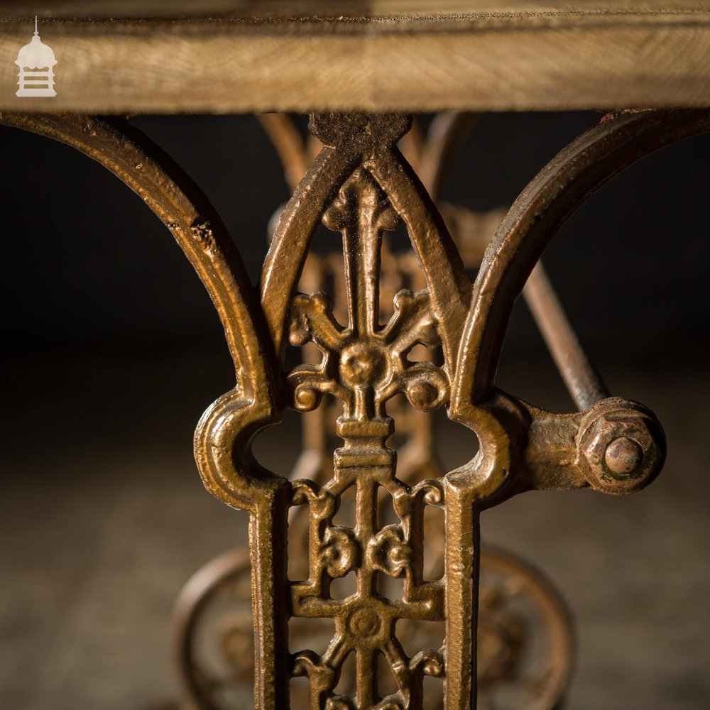 19th C Cast Iron Pub Table Base With Bleached Brushed Oak Top DUPLICATE NAME 3