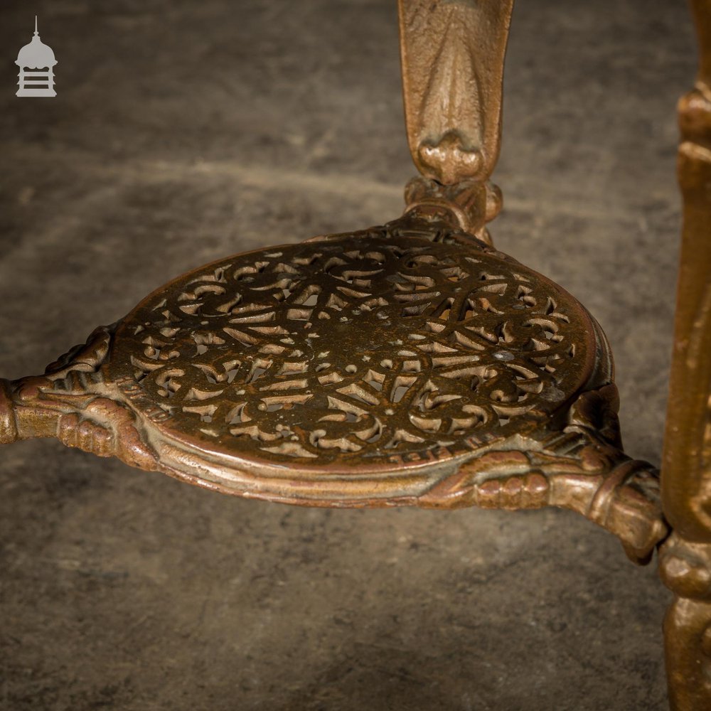 19th C Cast Iron Pub Table Base With Circular Bleached Brushed Oak Top