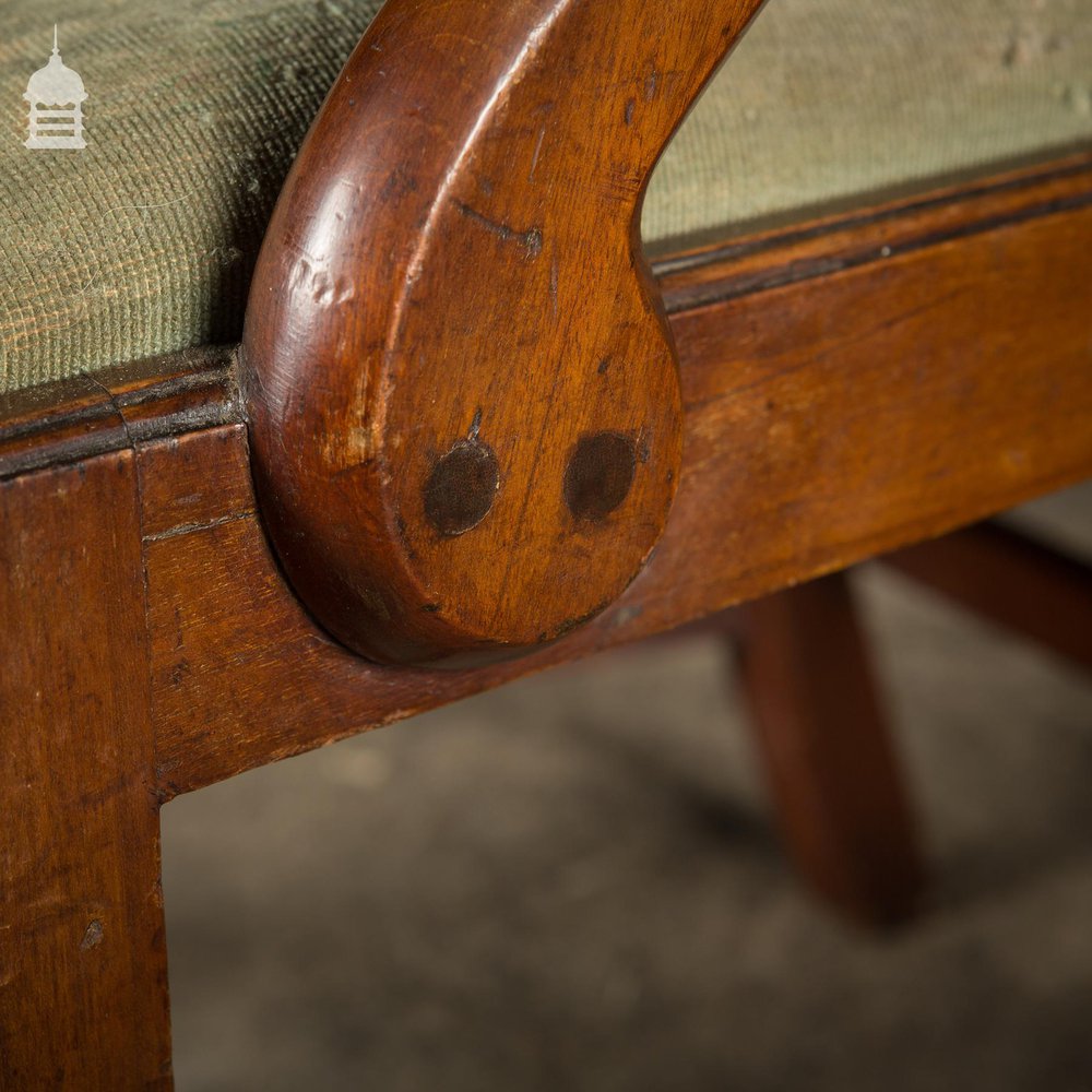 19th C Mahogany Carver Chair Attributed to Chippendale with Floral Tapestry Seat Pad