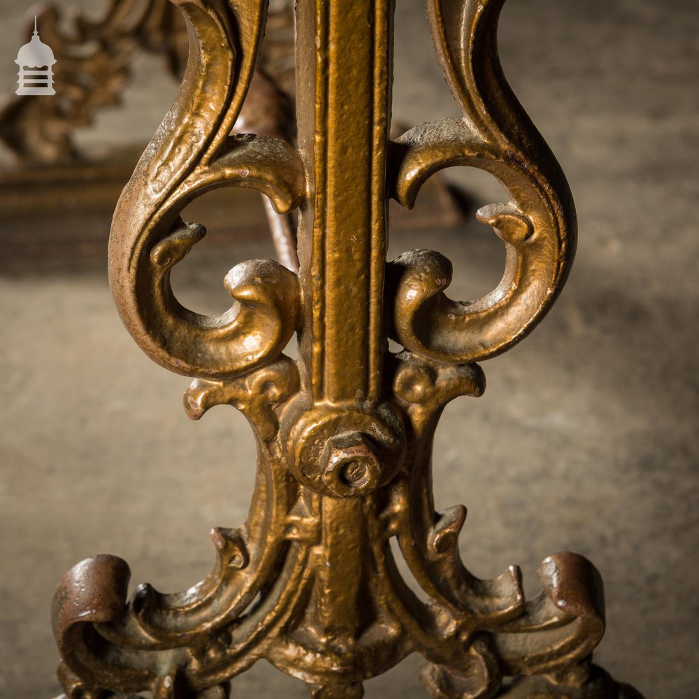 19th C Cast Iron Pub Table Base With Bleached Brushed Oak Top