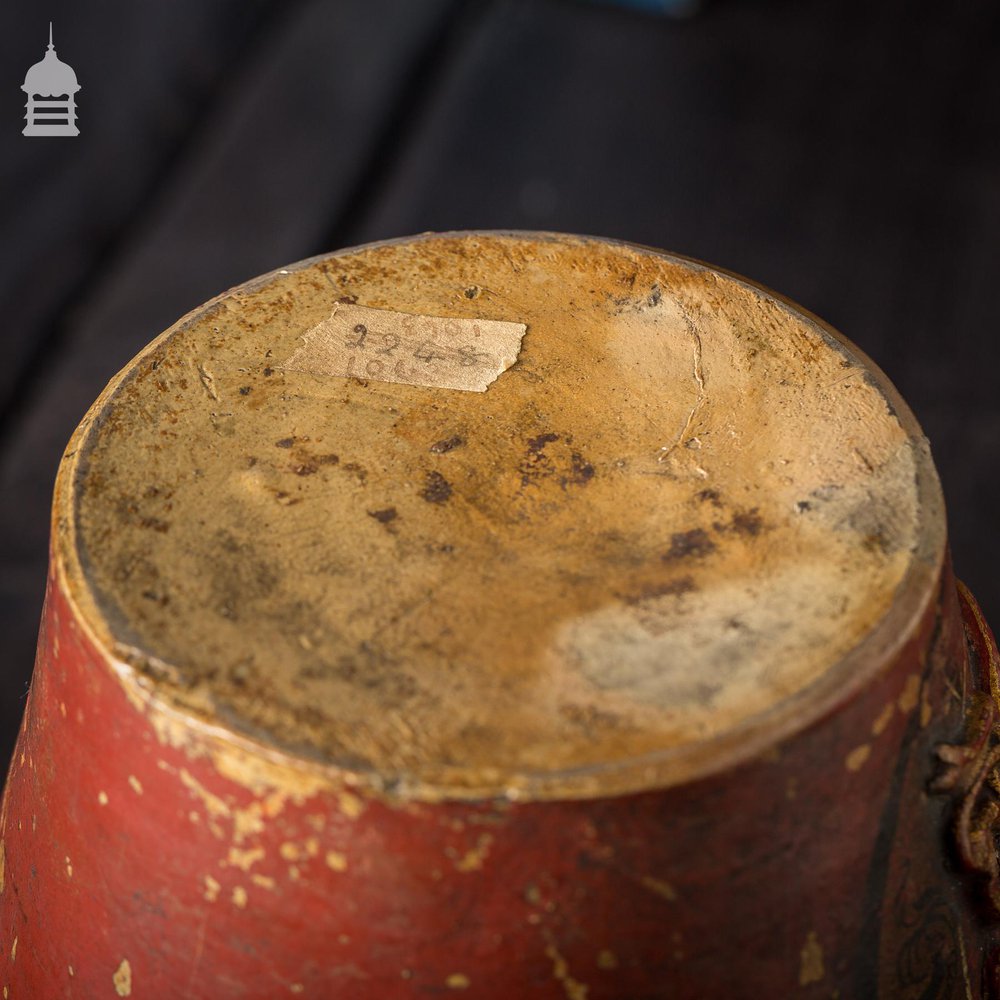 Small Victorian Red Painted Shop Tobacco Jar with Royal Crest Marked ‘Returns'