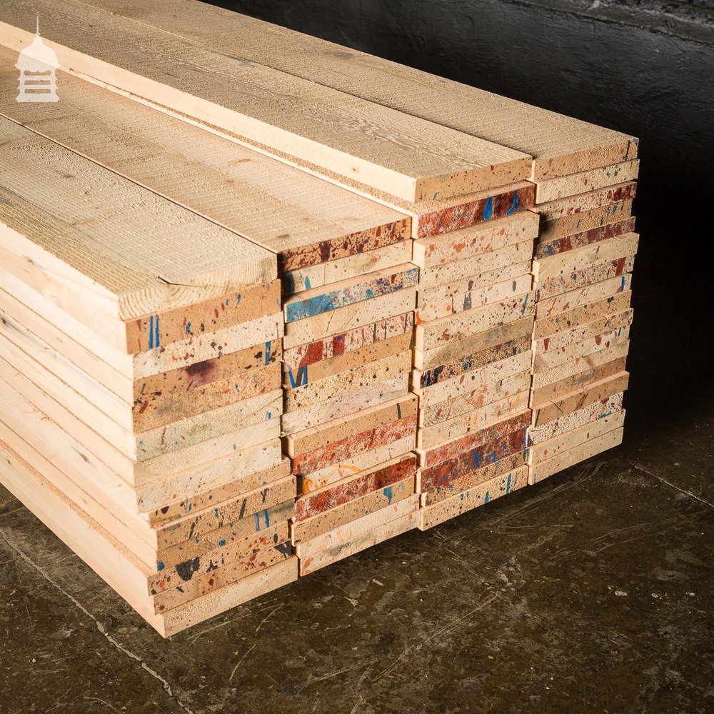 Batch of 21 Square Metres of 1 Inch Thick Bandsaw Finish Floorboards Cut from Victorian Pine Joists