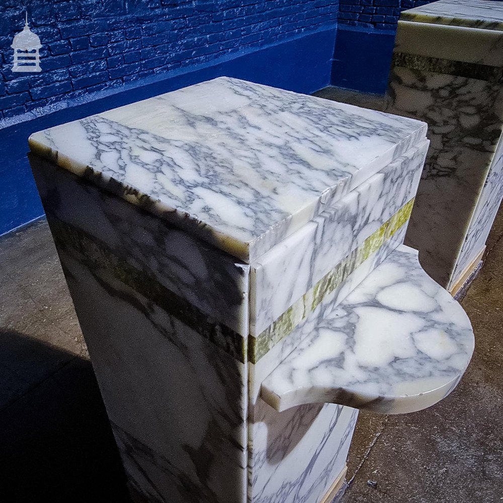 Pair of Marble Art Deco Pedestal Plinths with Shelf