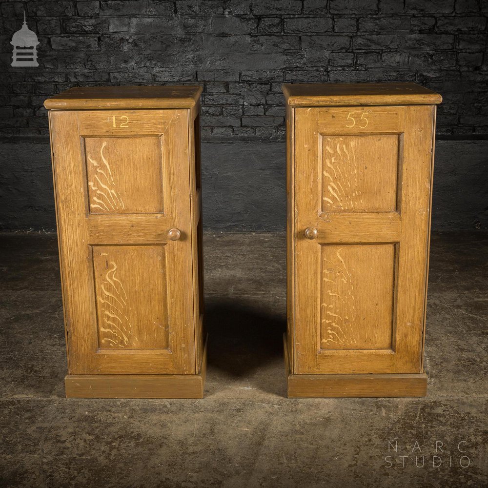 Pair of NARC Studio Scumble Glazed ‘Ebenezer Bedside Cabinets’ Built From Pew Components Dated 1868