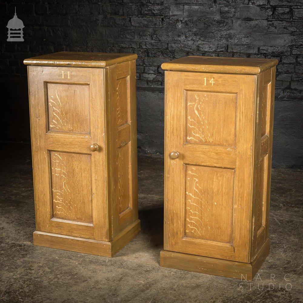 Pair of NARC Studio Scumble Glazed ‘Ebenezer Bedside Cabinets’ Built From Pew Components Dated 1868