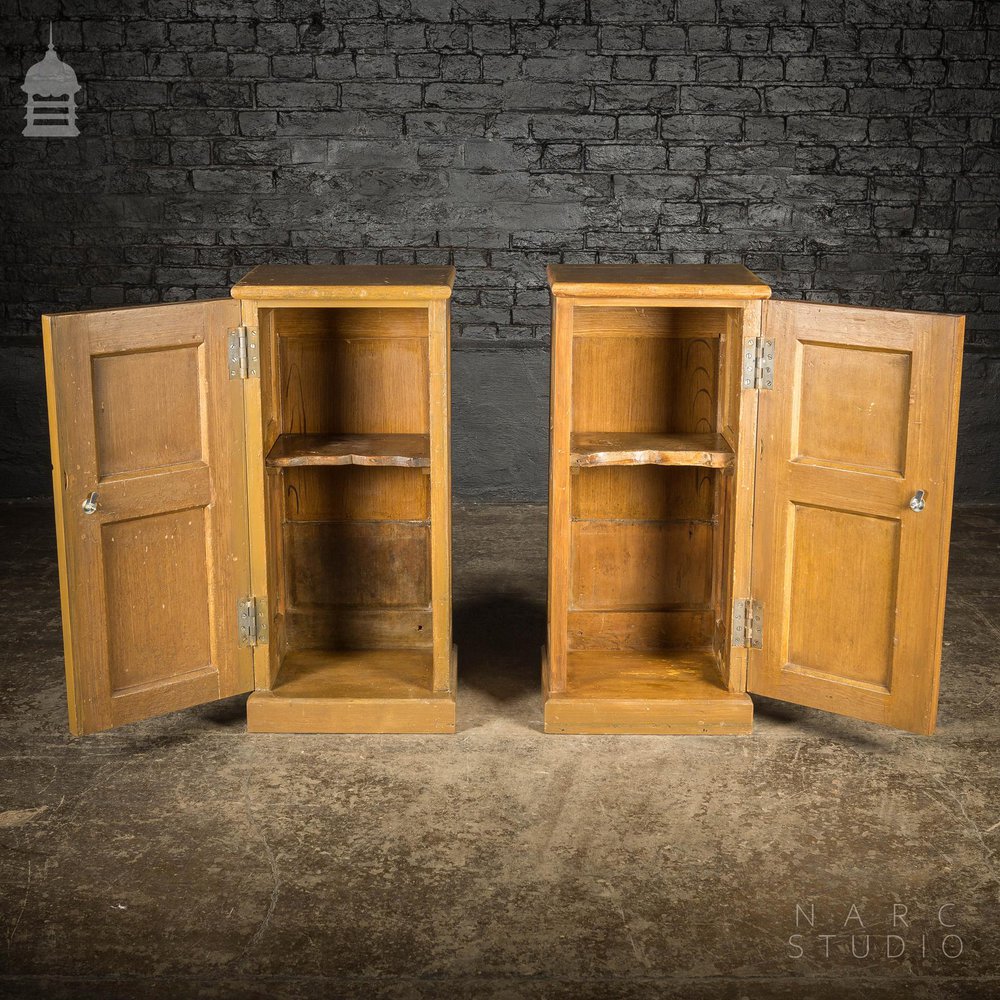 Pair of NARC Studio Scumble Glazed ‘Ebenezer Bedside Cabinets’ Built From Pew Components Dated 1868