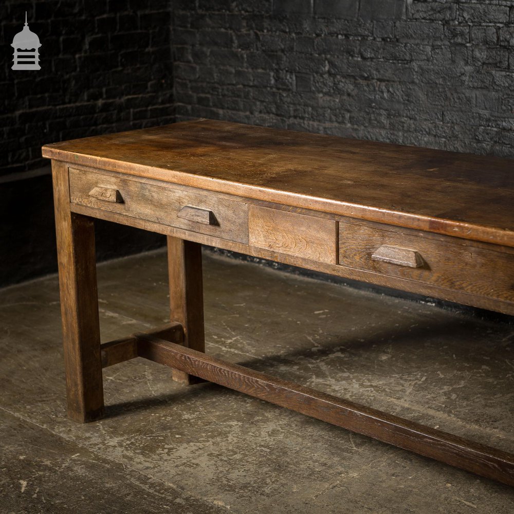 Large 1920’s Oak Sideboard Table with Later Breakfast Bar and 3 Stools