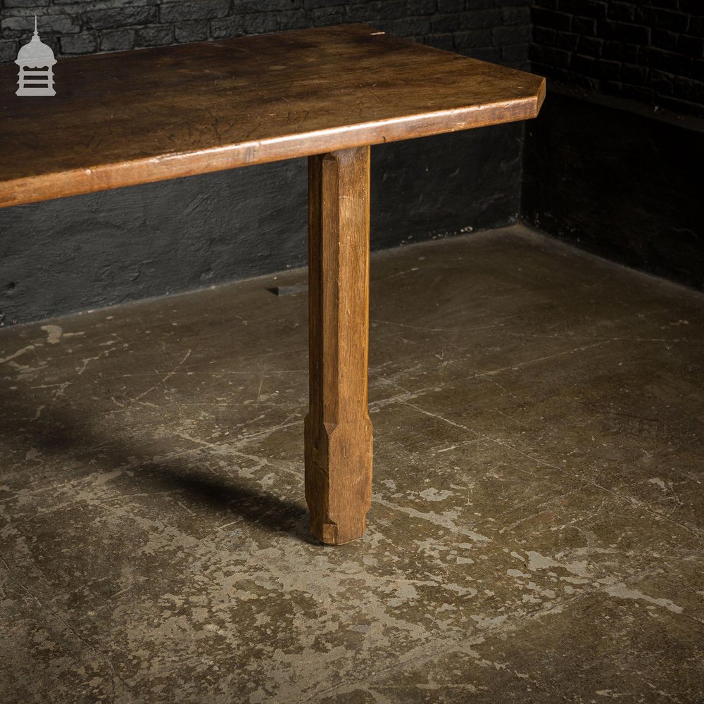 Large 1920’s Oak Sideboard Table with Later Breakfast Bar and 3 Stools