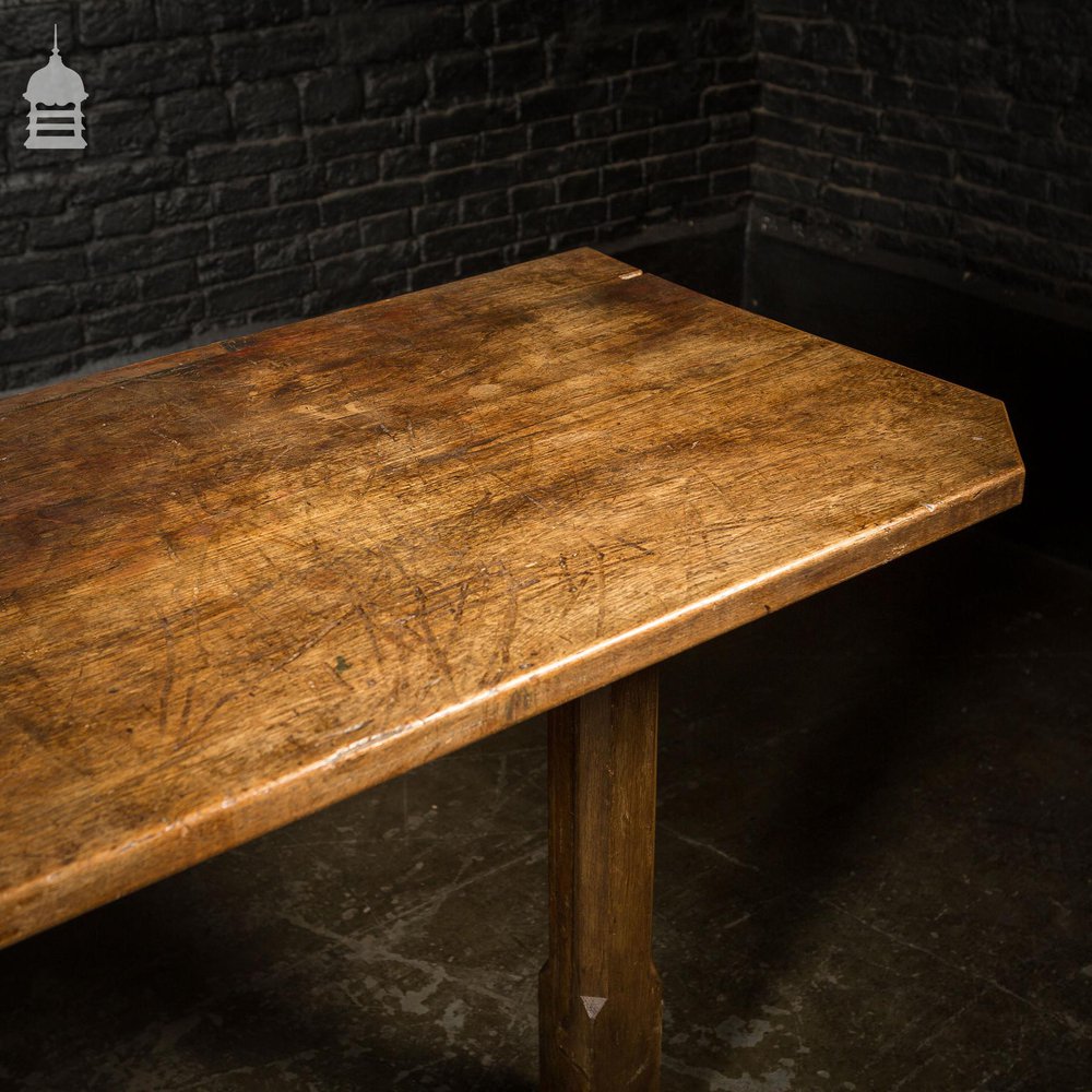 Large 1920’s Oak Sideboard Table with Later Breakfast Bar and 3 Stools