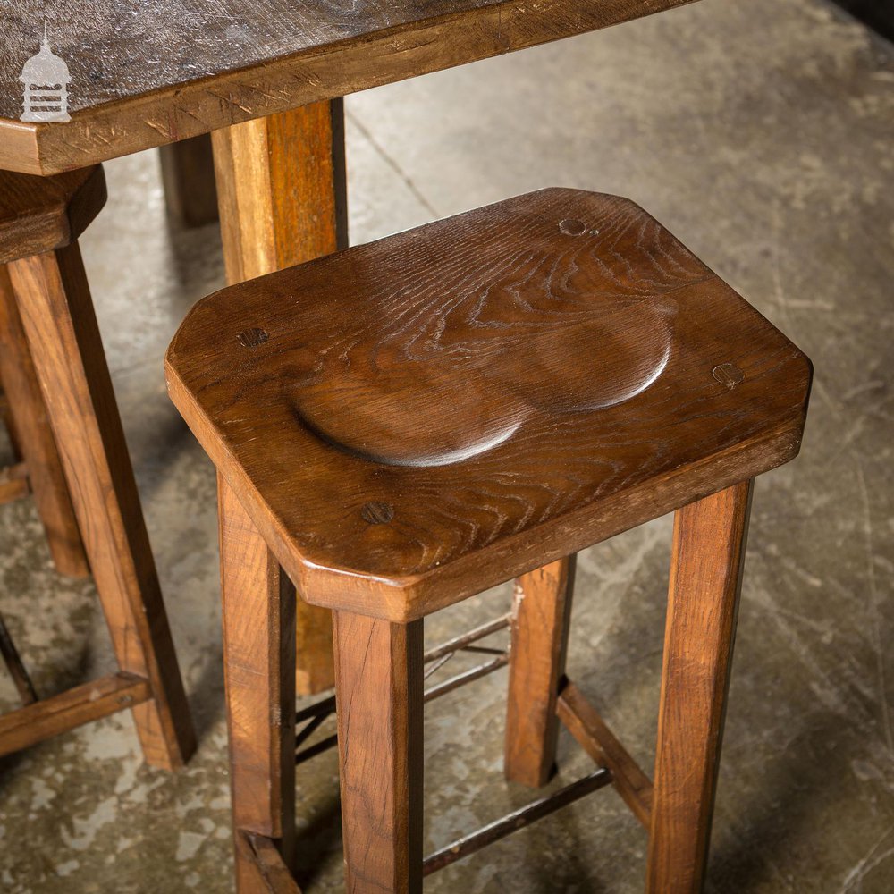 Large 1920’s Oak Sideboard Table with Later Breakfast Bar and 3 Stools