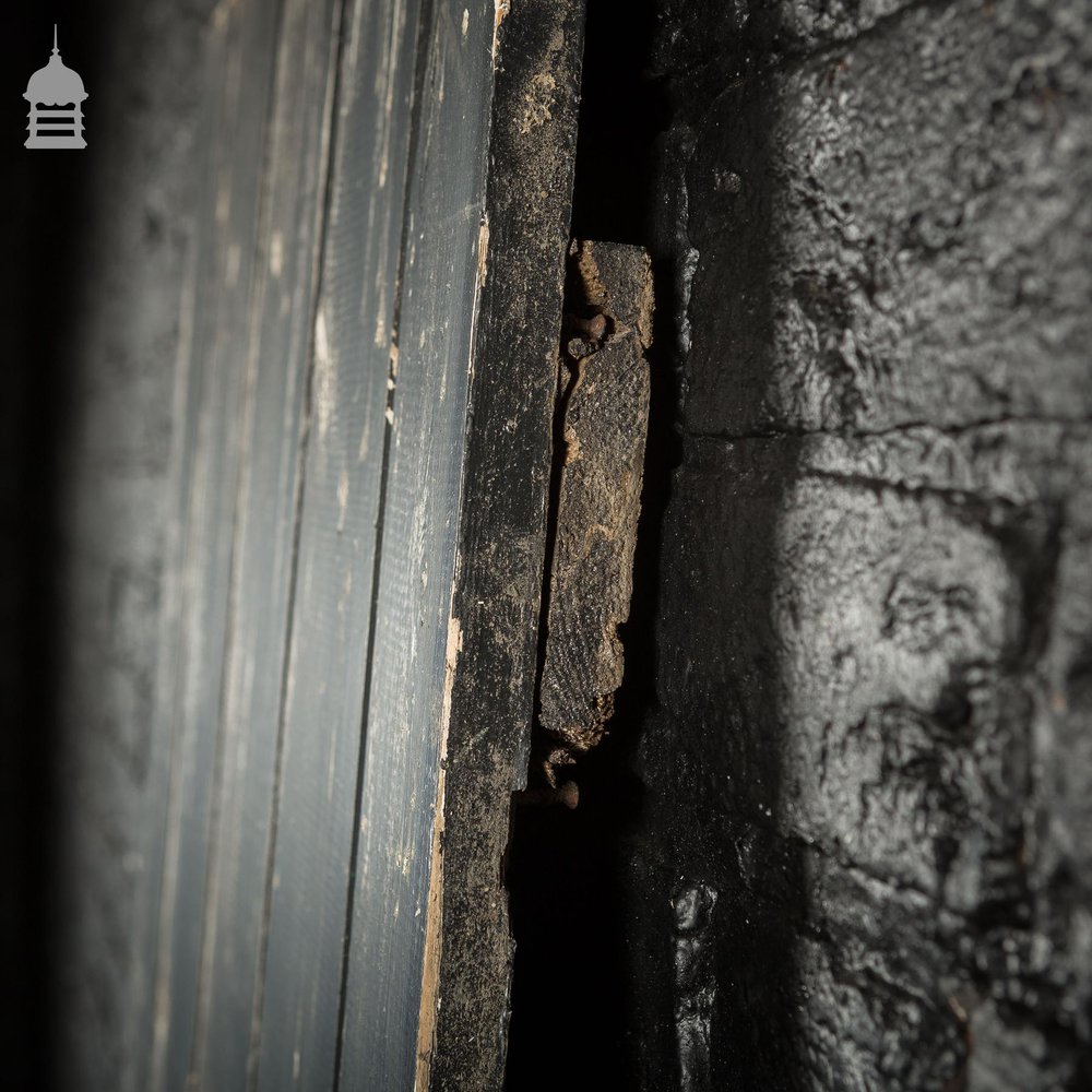 19th C Black Painted V Grove Pine Ledged and Braced Internal Cottage Door