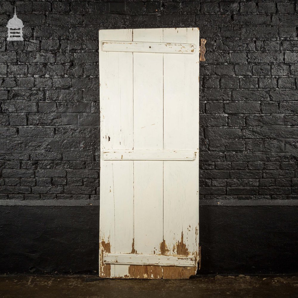 Georgian White Painted Pine Internal Ledged and Braced Internal Cottage Door