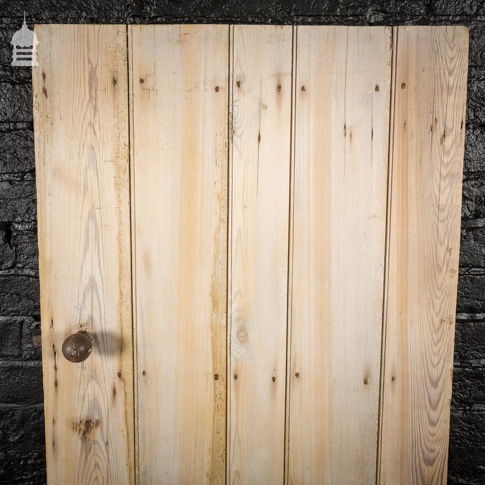 19th C Pine Beadboard Ledged and Braced Internal Cottage Door