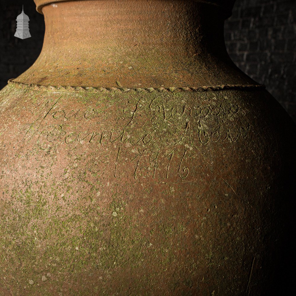 Giant Terracotta Italian Pot Dated 1916