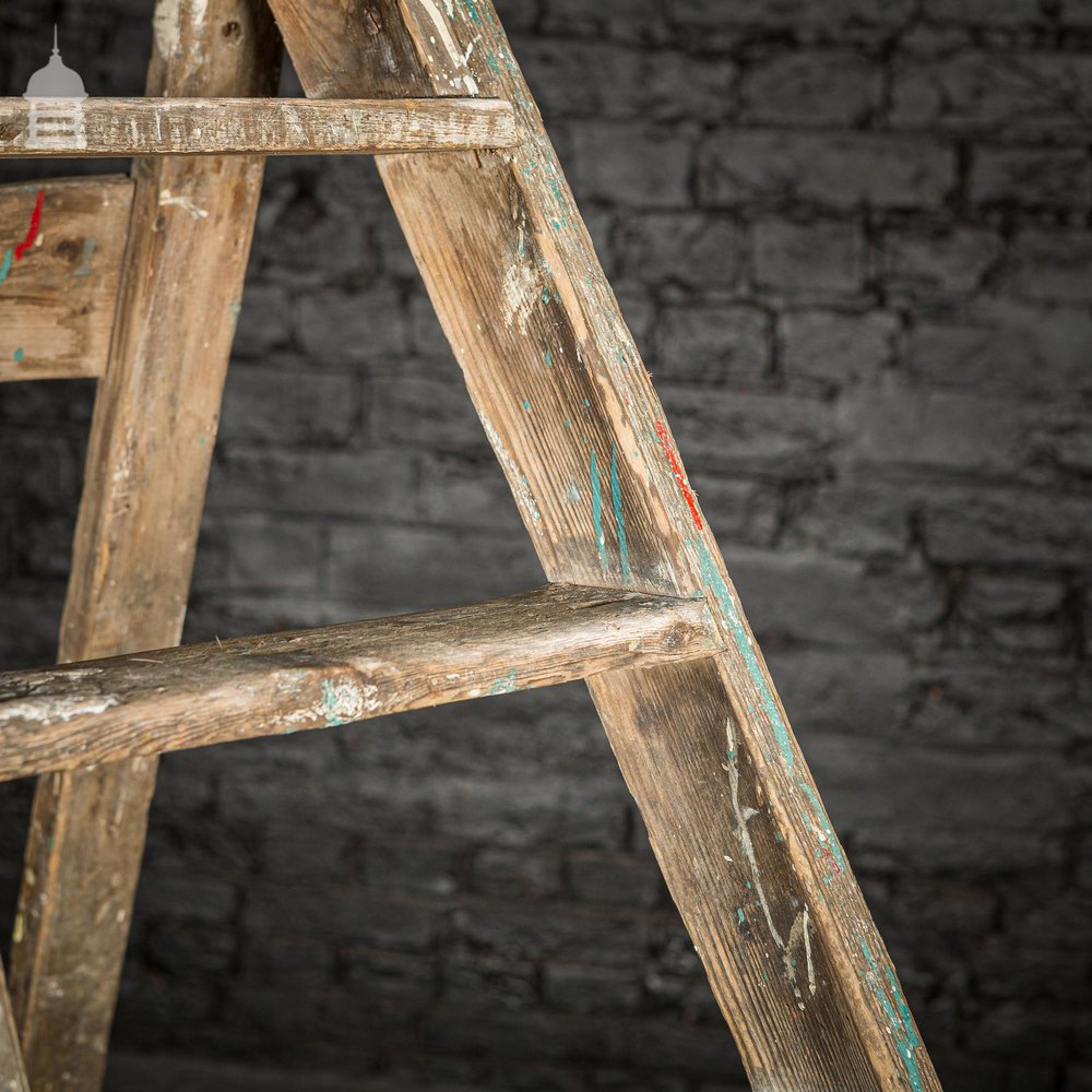 Vintage Pine 'A-Steps' Step Ladder with 9 Treads