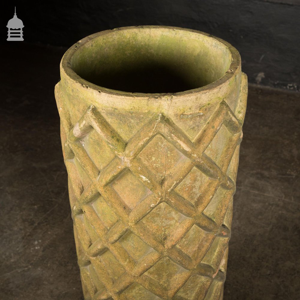 19th C Buff Clay Geometric Design Decorative Chimney Pot