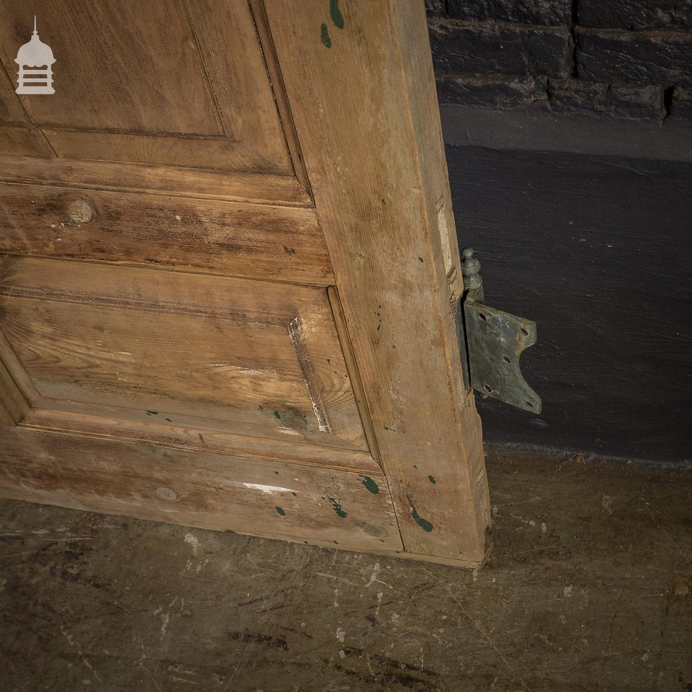 Huge 19th C 8 Panelled Pine Door with Original Hinges